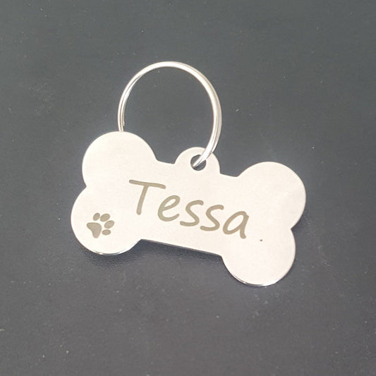 Personalised Stainless Steel Large Dog Tag - 50mm x 25mm