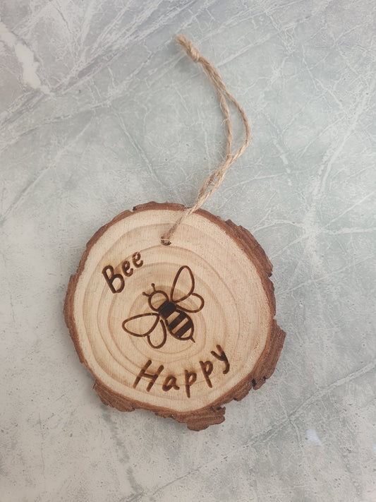 Wooden Slice - Bee Happy