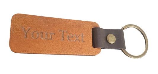 Personalised Leather/wood key ring
