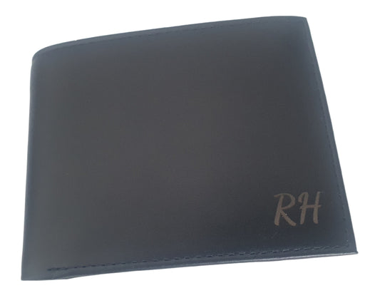 Personalised Black Real Leather Wallet