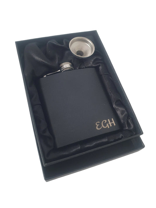 Personalised 6oz Matt Black Hip Flask