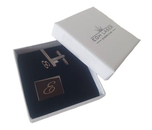 Personalised Cufflinks - Rectangle - Black/Nickel