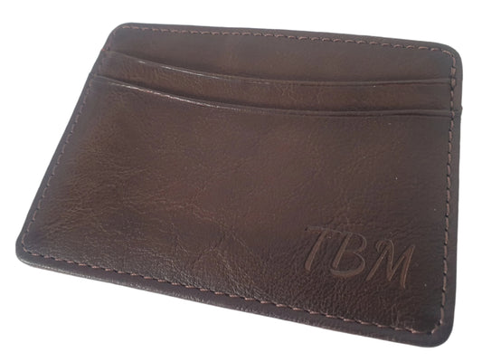 Personalised Brown PU Credit Card Holder